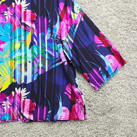 Soft Surroundings Mignon Top Womens Large Colorful Floral 3/4 Sleeve Tropical - Picture 3 of 11